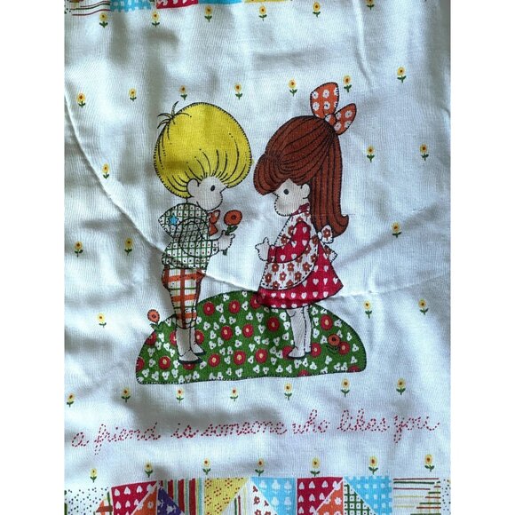 Vintage Joan Walsh Anglund quilted sleeping bag with children and flowers - Picture 1 of 4